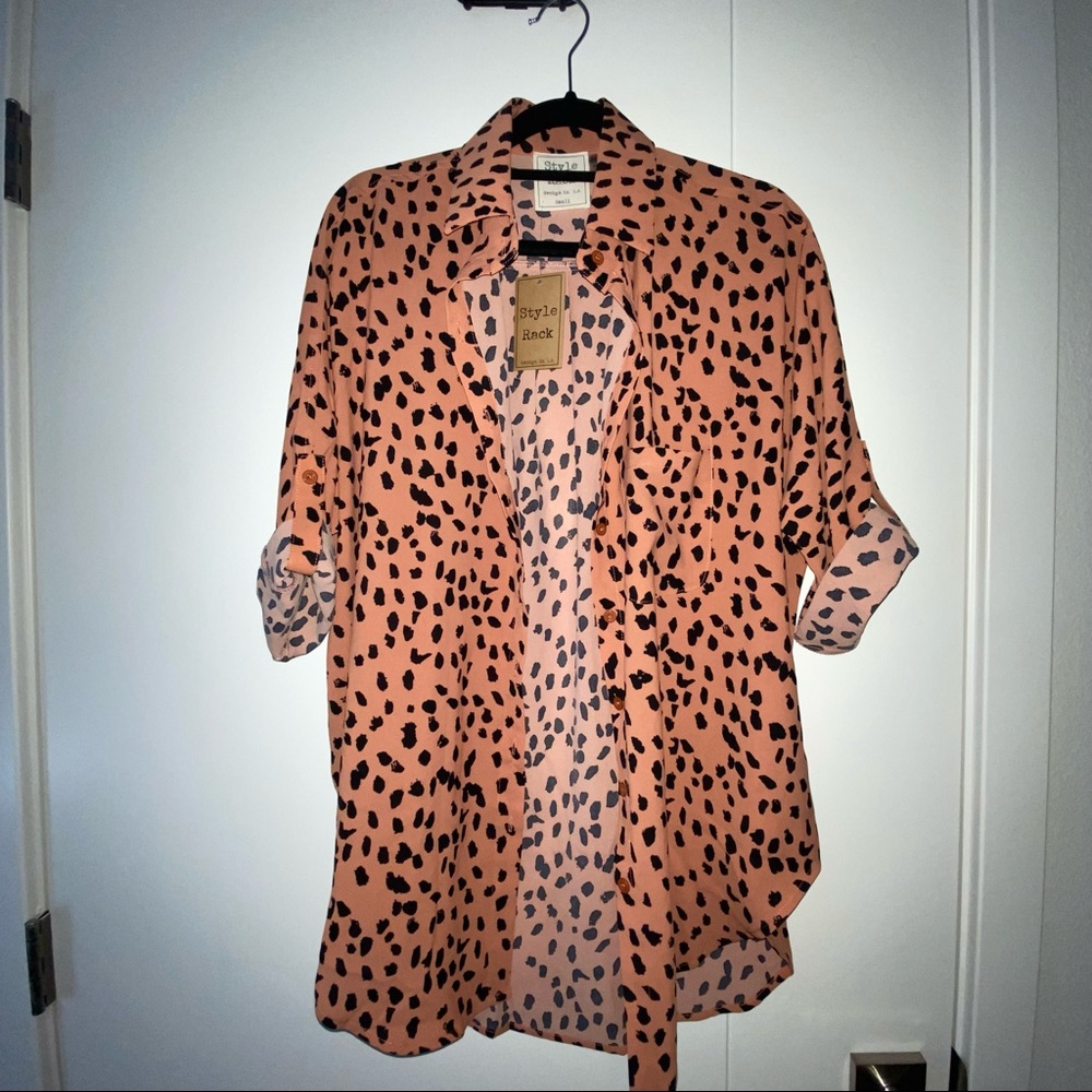 pink cheetah button up